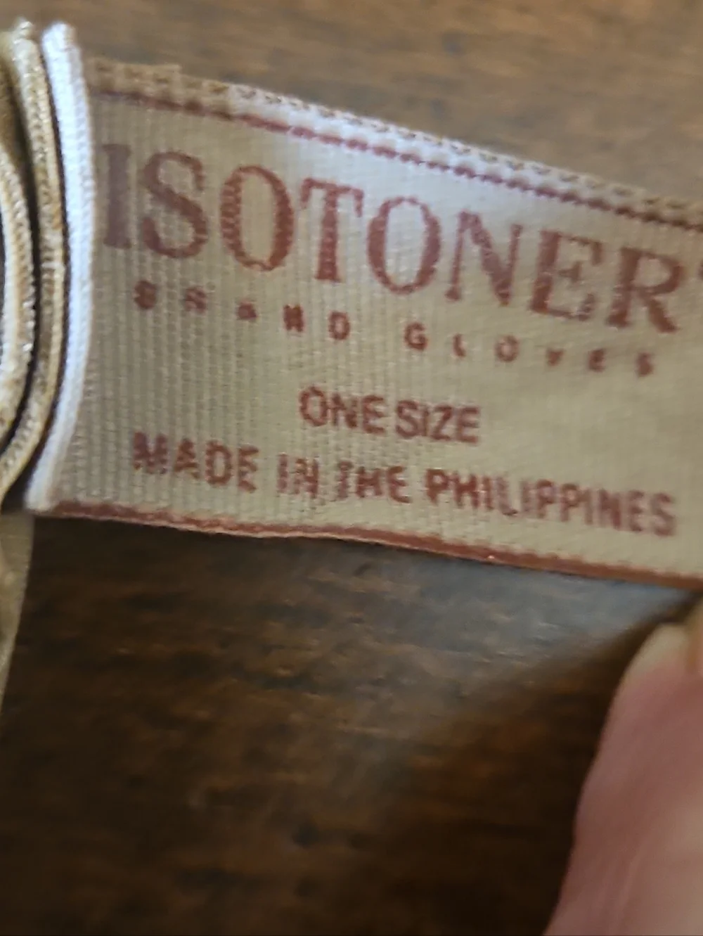 Vintage Isotoner Tan Driving Gloves Stretch Nylon Spandex One Size 9" x 3 ½" - Picture 8 of 9